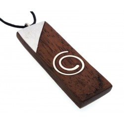 Wood and Metal Spiral Design Long Pendant